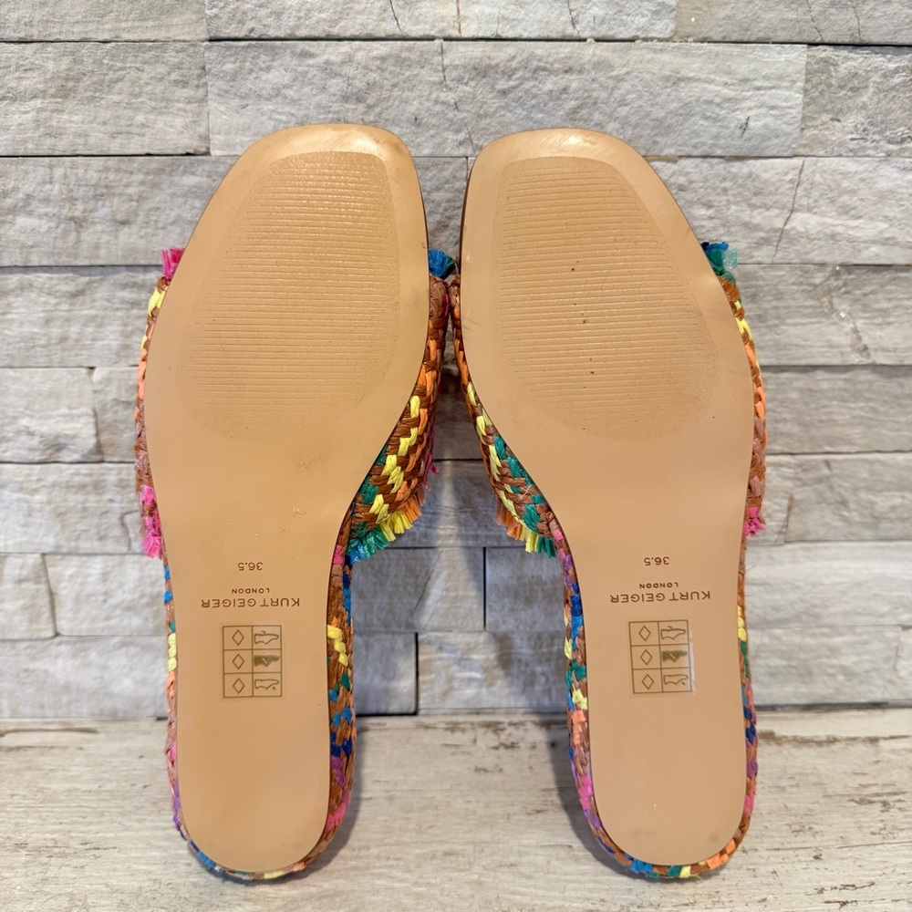 Kurt Geiger Kensington Eagle Casual Rainbow Flat Raffia Slide Sandals 36.5 EU - Picture 14 of 16